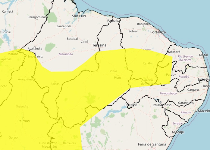 Meteorologia mantém aviso de chuvas para grande parte do Piauí nesta terça-feira (3)